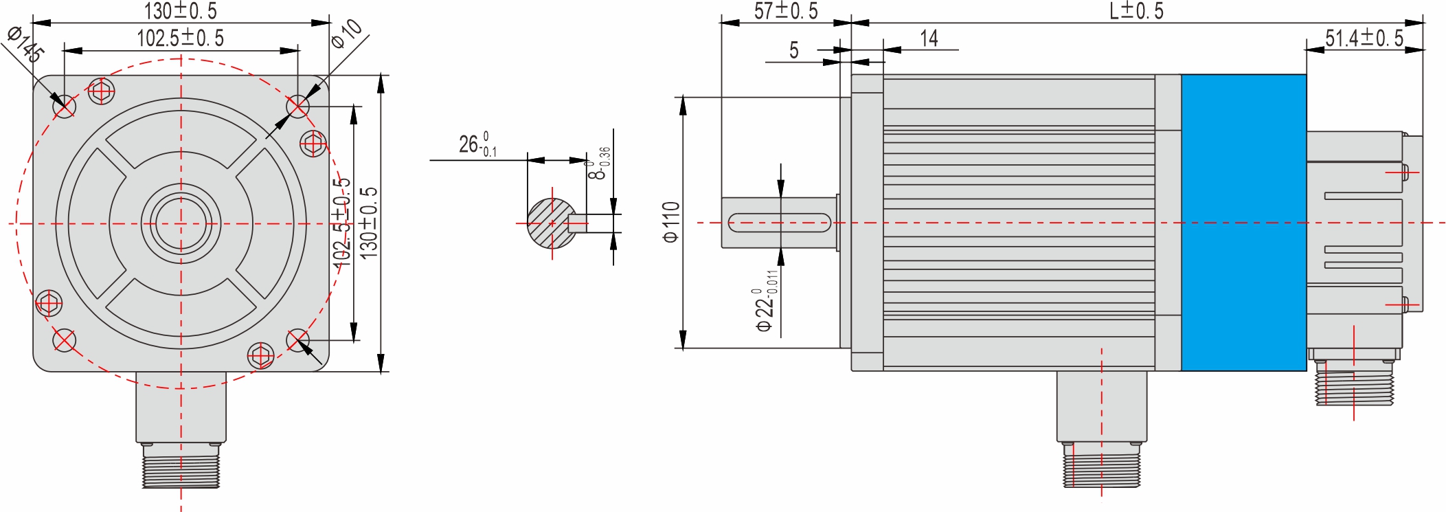 130mm 帶斷電煞車(chē)伺服馬達(dá)