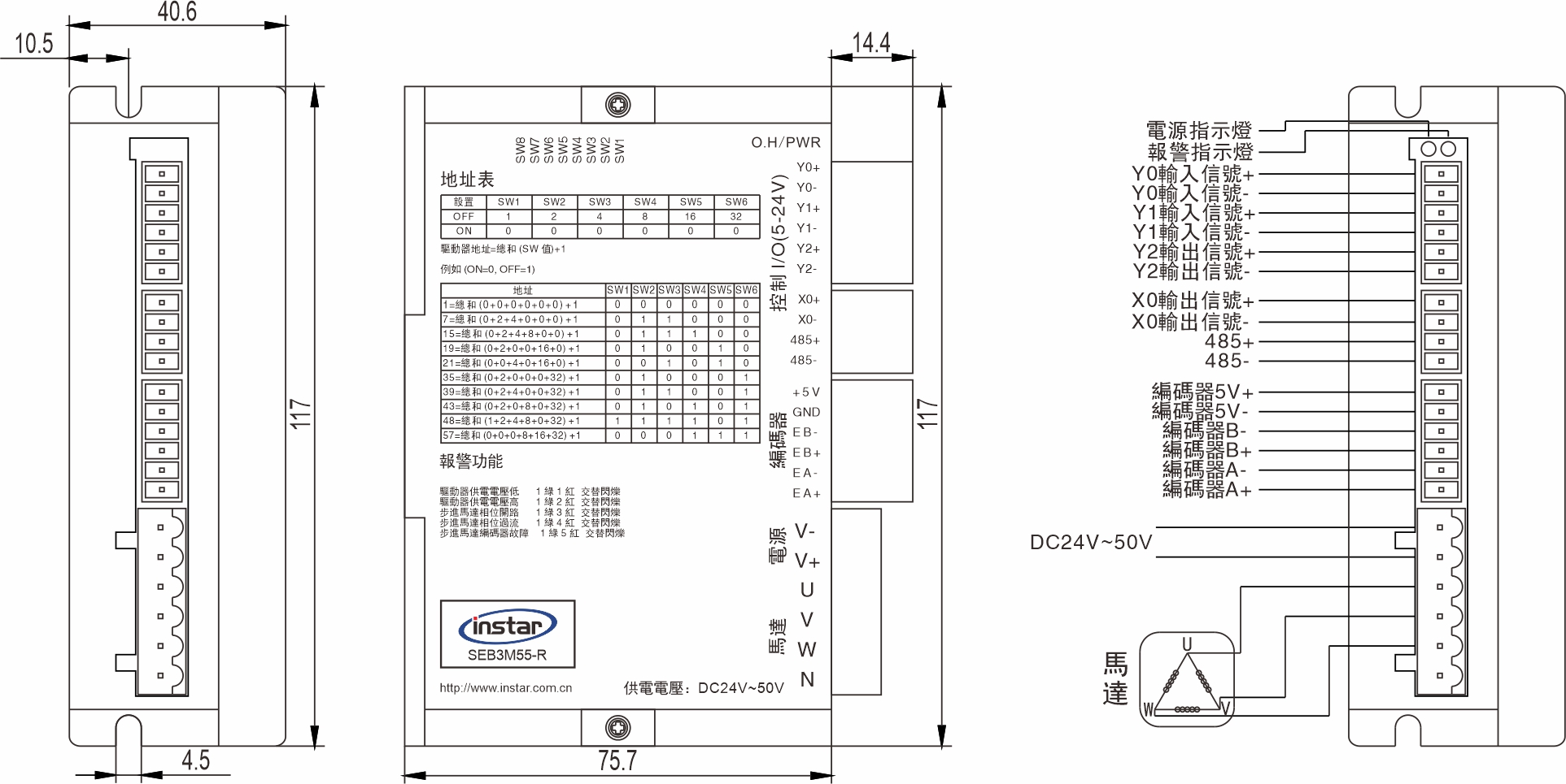 SEB3M55-R RS485匯流排閉回路步進(jìn)驅(qū)動器